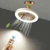 Image de Silencieux Ventilateur de Plafond avec 30W led Lampe Intégrée et Télécommande Dimmable E27 Petit Lampe de Plafond Ventilateur Chambre Salle a Manger