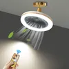 Image de Silencieux Ventilateur de Plafond avec 30W led Lampe Intégrée et Télécommande Dimmable E27 Petit Lampe de Plafond Ventilateur Chambre Salle a Manger