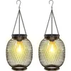 Image de Lampe Solaire Exterieur Jardin Suspendue, IP65 Étanche Lanterne Solaire Exterieur 2 Pièces Métal Lumiere Solaire Exterieur avec Ampoule led Lampe