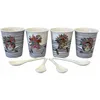 Image de Enesco - Coffret de 4 Gobelets Expresso en céramique Blanche rayée
