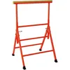 Image de Tréteau professionnel réglable en hauteur avec poutre bois renforcée, structure acier robuste, stable, pliable et facile à transporter, idéal pour