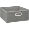 Image de 5five Simply Smart - Coffre de rangement en tissu gris clair à motifs, dimensions 31x15 cm, avec poignées en métal