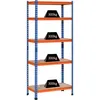 Image de Rayonnage charges lourdes ou volumineuses - étagère garage - 5 tablettes réglables en hauteur - métal bleu orange mdf
