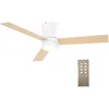 Image de Ventilateur de plafond LED - 3 pales, 3 vitesses, timer - télécommande, kit installation inclus - métal effet bois