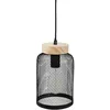 Image de Suspension noire en métal/bois - h 24,5 cm Pegane