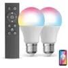 Image de Pack de 2 Ampoules LED connectées A60, culot E27, RVB avec télécommande connectée