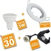 Image de Lot de 30 Spot encastrable fixe complet blanc avec GU10 LED de 5W eq 50W Température de Couleur: Blanc neutre 4000K