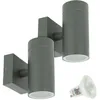 Image de Lot de 2 Appliques VENICE Gris Anthracite Extérieure double faisceau avec 4 Ampoules LED GU10 5W Température de Couleur: Blanc neutre 4000K