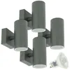 Image de Lot de 4 Appliques VENICE Gris Anthracite Extérieure double faisceau avec 8 Ampoules LED GU10 5W Température de Couleur: Blanc neutre 4000K