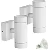 Image de Lot de 2 Appliques VENICE Blanches Extérieure double faisceau avec 4 Ampoules LED GU10 5W Température de Couleur: Blanc chaud 2700K