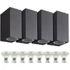 Image de Lot de 4 Appliques Manathan NOIRE Extérieure double faisceau avec 8 Ampoules LED GU10 5W Température de Couleur: Blanc chaud 2700K