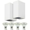 Image de Lot de 2 Appliques Manathan Blanches Extérieure double faisceau avec 4 Ampoules LED GU10 5W Température de Couleur: Blanc chaud 2700K