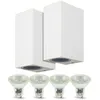 Image de Lot de 2 Appliques Manathan Blanches Extérieure double faisceau avec 4 Ampoules LED GU10 5W Température de Couleur: Blanc neutre 4000K