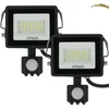 Image de Lot de 2 Projecteurs led 20W Noir détecteur de mouvement IP44 Température de Couleur: Blanc Froid 6000K