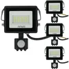 Image de Lot de 4 Projecteurs led 20W Noir détecteur de mouvement IP44 Température de Couleur: Blanc Froid 6000K