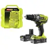 Image de Ryobi - Pack perceusse visseuse 18V One+ - 2 batteries 2.0Ah - chargeur rapide 2.0Ah-220S - Coffret 127 accessoires de vissage perçage