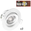 Image de Vision-el - Pack de 3 spots led carat Orientables - 5W Miidex Lighting® blanc-chaud-3000k - blanc