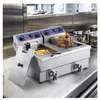 Image de ME - Friteuse Électrique Com rciale Friteuse à Huile 2 Cuves Acier Inox 12L 6000 w - Pour Restaurants Supermarchés Fast-foods Snack-bars