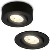 Image de Desi 2 en 1 led spot et spot encastrable, 2 en 1 led spot et spot encastrable, orientable, intensité lumineuse variable, plat, noir, Ø9 x 3 cm