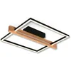 Image de Moldura Plafonnier led, intensité lumineuse variable par paliers, décor bois, fonction mémoire, lumière blanc chaud, noir-bois, 43 x 35 x 7,5 cm