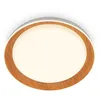 Image de Briloner - Ijus led Plafonnier, Décor bois translucide, Bord lumineux élégant, Backlight, Lumière blanche chaude, Bois, Ø43 x 8 cm