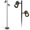 Image de B.k.licht - Briloner duta Lampadaire, Orientable, Douille GU10, Interrupteur à câble, à 2 ampoules, noir-bois, 26 x 26 x 159,5 cm