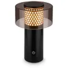 Image de Briloner GILA Lampe de table sans fil IP44, Variable, tactile, lumière blanche chaude, fonction mémoire, noir-or, Ø15 x 19 cm