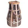 Image de Lampe solaire d'extérieur lanterne de jardin lampadaire verre bambou effet feu H 24 cm LED