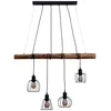 Image de Lampe suspendue en bois, plafonnier, lampe de salle à manger, lampe suspendue à 4 lampes