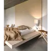 Image de Applique murale lampe de lit spot lumineux flexible textile chambre beige clair