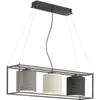 Image de Suspension GILLI E27 3x40W métal sable noir, tissu lin couleur sable/PVC blanc, noir, gris H: 160cm L: 90cm l: 20cm dimmable, réglable en hauteur