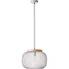Image de Brilliant - Suspension brillante Giada h 113 cm, p 40 cm, E27, raccourcissable, métal/bois, gris clair/marron