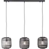 Image de Lampe, suspension Woodrow, bois à 3 flammes foncé / noir, métal / bambou, 3x A60, E27, 60W, lampes normales (non incluses), a ++ - Brilliant