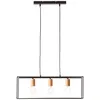 Image de Lampe, suspension Arica 3-flammes noir / couleur bois, 3x A60, E27, 60W, câble peut être raccourci / réglable en hauteur - Brilliant