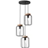 Image de Lampe, suspension Tosh 3 flammes, cocarde bois antique / corindon noir, 3x A60, E27, 40W, bois issu de la foresterie durable (fsc) - Brilliant
