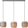 Image de Brilliant - Waterlilly suspension 3-flammes gris/beige, métal/tissu/jacinthe d'eau, 3x A60, E27, 60 w