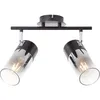 Image de Lampe Brilliant Alia spot bar 2 lampes noir/verre fumé bois/métal noir 2x A60, E27, 40 W
