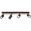 Image de Brilliant - Plafonnier brillant Jello Wood spot bar, pivotant, 15x60x8 cm, 4 x GU10, 345lm, 3000K, métal/bois