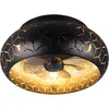 Image de Plafonnier avec ventilateur REALITY Bidar R61574080, pour 3 x E27 max. 10 watts, IP20, noir/or
