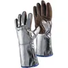 Image de FP - Gant de protection thermique gant à 5 doigts 10 brun/argenté cuir croûte av. tissu aramide preox alu. en 388, en 407 catégorie epi iii