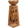 Image de Colonne décorative pour plantes, bol à fleurs, décoration de jardin, lampe d'extérieur, colonne pour plantes avec motif de Noël, métal rouille, pile