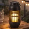 Image de Lampe de table solaire lampe d'extérieur lanterne bougie lampe de jardin lampe de terrasse effet flamme, plastique noir, batterie, 1x led blanc