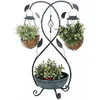 Image de Support pour plante pot de fleur solaire lampe d'extérieur décoration de jardin lumière d'extérieur, conception de vrilles de fleurs, acier, argent,
