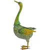 Image de Sculpture de jardin canard animaux solaires pour extérieur grande figurine de décoration de jardin, métal vert jaune, 3x led 3800K, LxH 40x63 cm