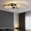 Image de Plafonnier LED Anneaux mobiles Plafonnier noir Lampe de salon, aluminium, 35 W 1400 lm blanc chaud, LxLxH 85x67x11,3 cm