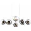 Image de Lampe à suspension lampe à suspension verre 8 flammes lampe à suspension réglable boule de verre lampe de table à manger, métal couleur fumée, 8x