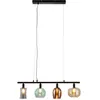 Image de Lampe à suspendre Lampe de salon Lampe de salle à manger Plafonnier, métal verre noir, 4 flammes Réglable en hauteur E14, h 150 cm