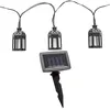 Image de Guirlande lumineuse led lampe solaire d'extérieur décoration de balcon en forme de lanterne, plastique noir, 10x led blanc chaud, l 200 cm, terrasse