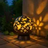 Image de Lampe d'extérieur, lumière solaire, lampe boule, sur pied, métal noir, perforations décoratives, 1x led 0,06 w 3000 k blanc chaud, rond Nino 59080108