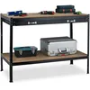 Image de Relaxdays - tabli avec tiroir, 2 niveaux, atelier & garage, acier & mdf, table de travail, hlp 90,5 x 121 x 63,5 cm, noir